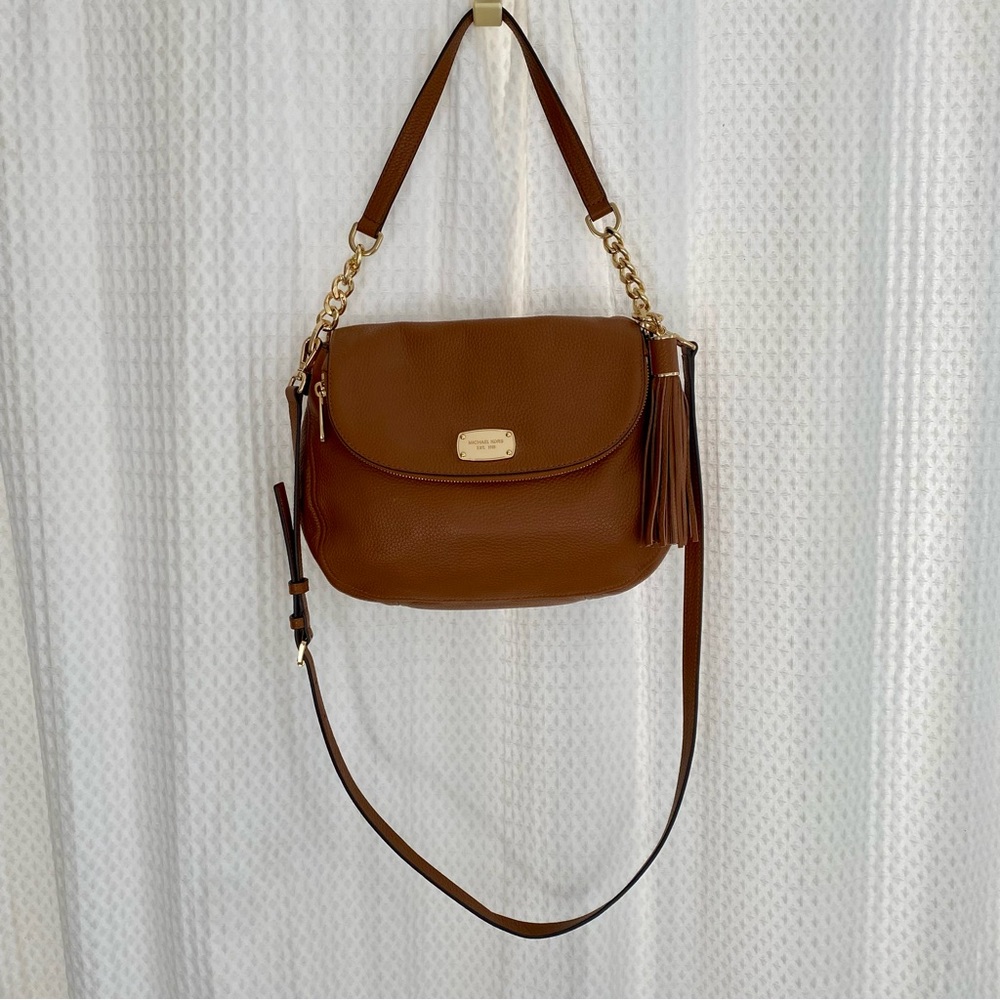 NWOT Michael Kors Y2K Chestnut Leather Boho Shoulder Bag with Gold Accents - Picture 5 of 16